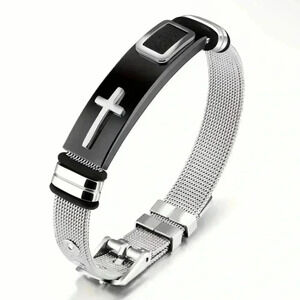 Religious Cross Steel Bracelet Youth Size